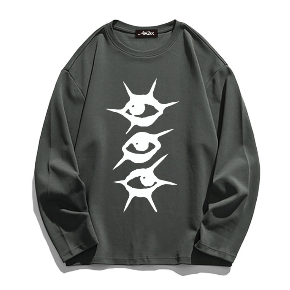 Simple Eyes Print Long Sleeve Shirt