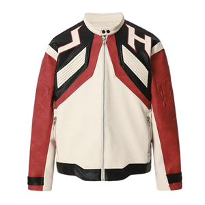 Hiphop Heavy Color Block Leather Jacket