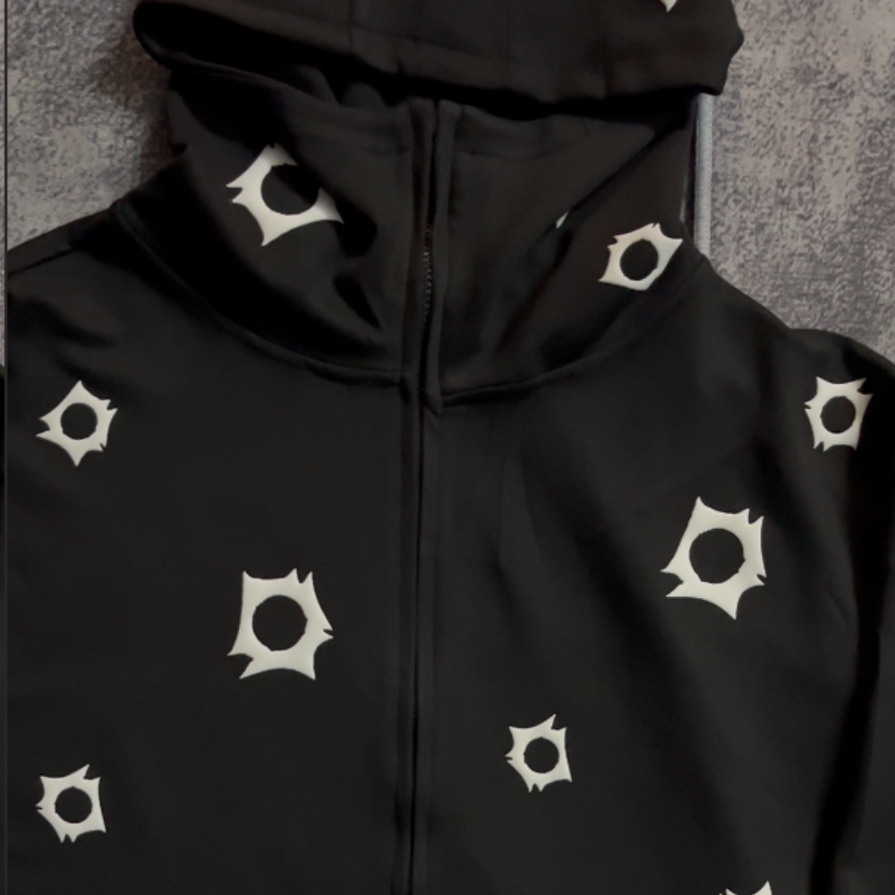 Art In War Full Puff Print Black Hoodie