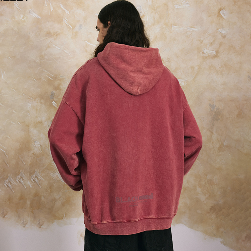 Red Wash Print Hoodie
