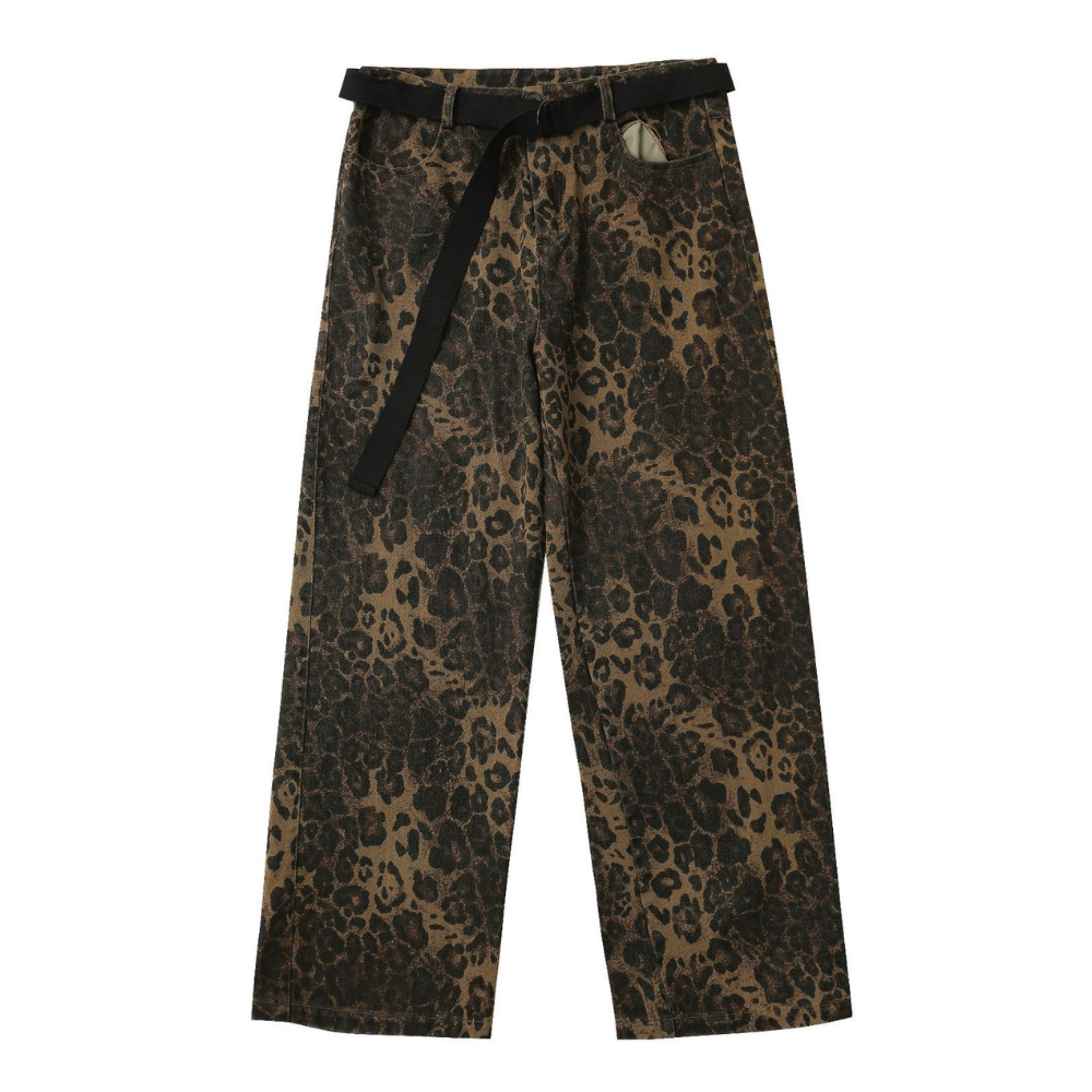 Leopard Print Straight-leg Jeans