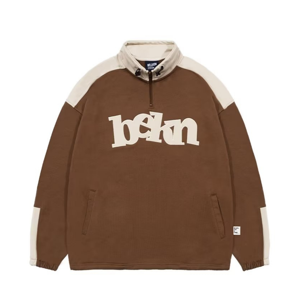 Simple Embroidered Stand Collar Sweatshirt