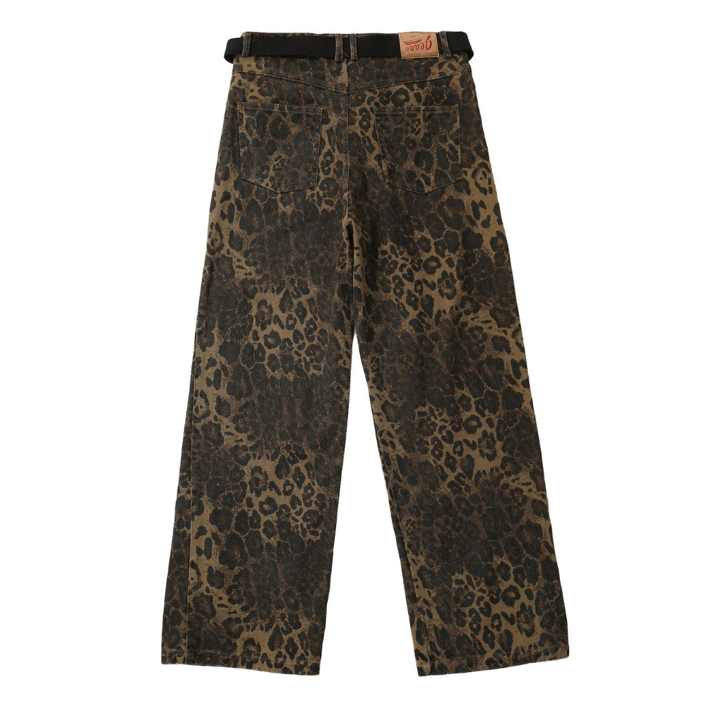 Leopard Print Straight-leg Jeans