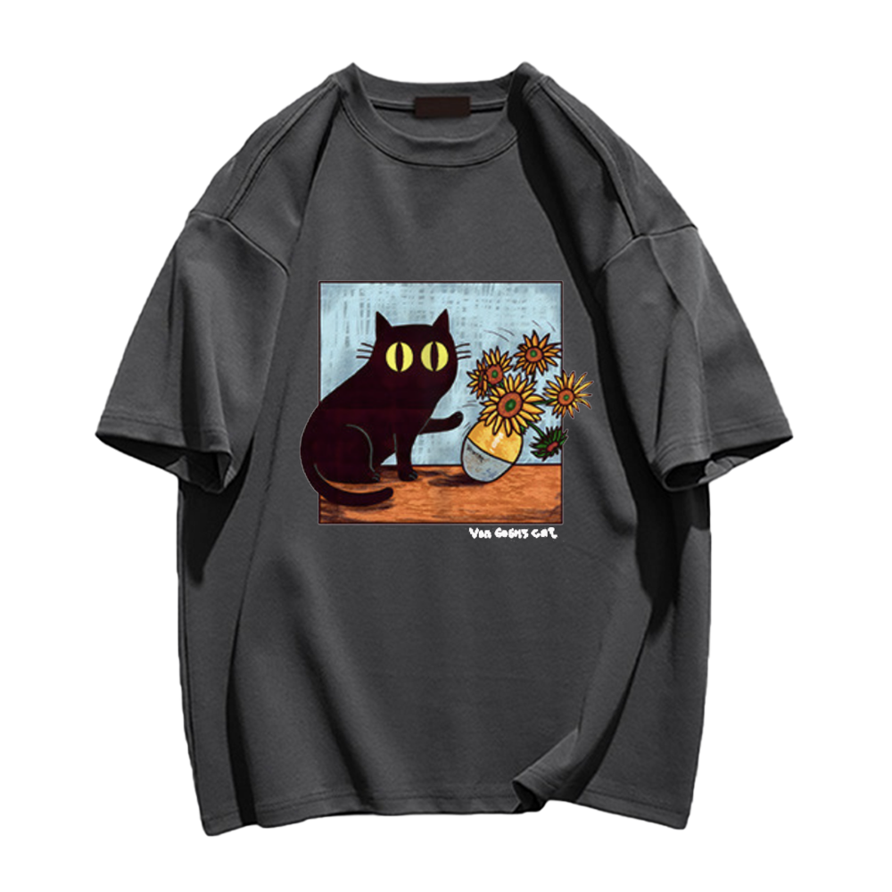 Cat And Van Gogh'S Sunflowers T-Shirt