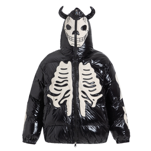 Halloween Skeleton Patch Hooded Coat