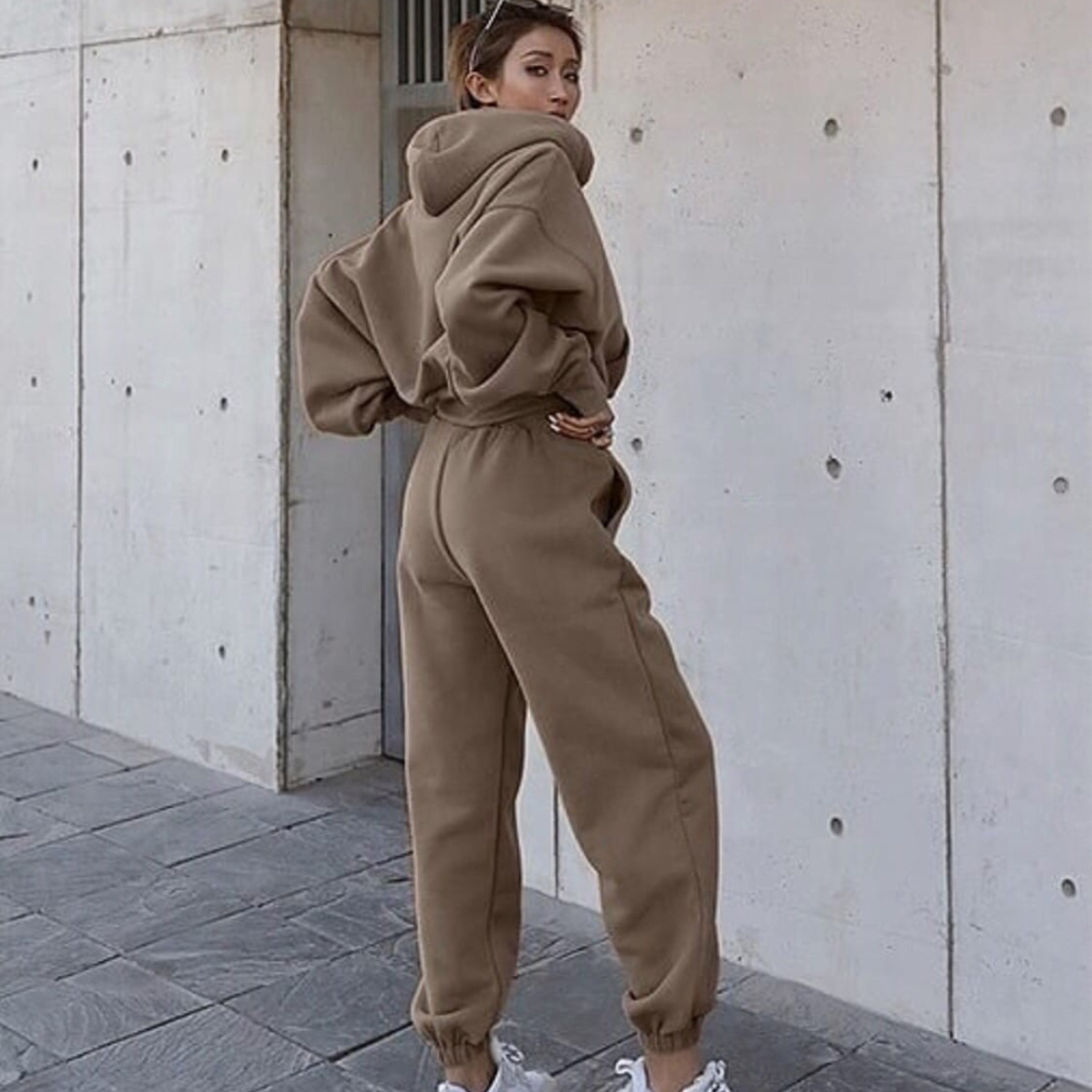 Women's Solid Cropped Track Suit