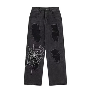 Black Spider Ripped Jeans