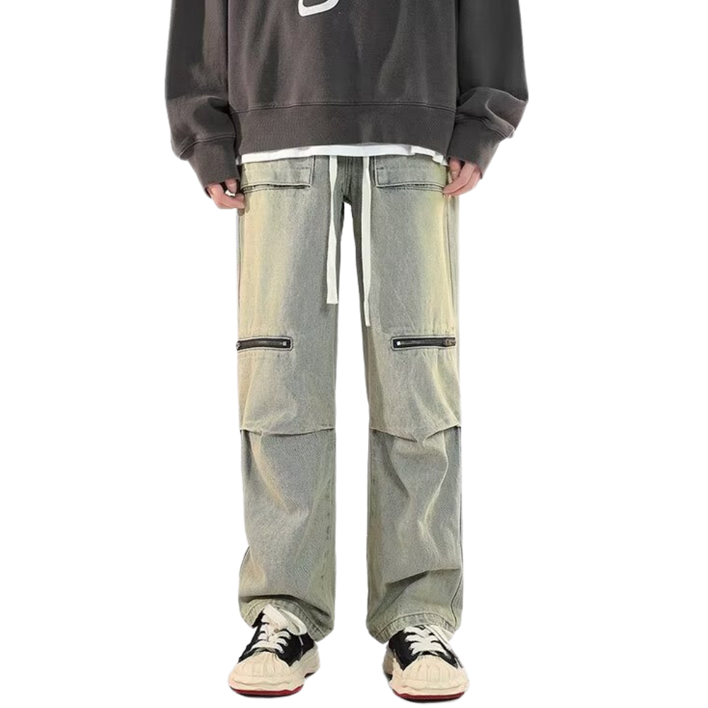 Japanese Multi-Pocket Drawstring Jeans