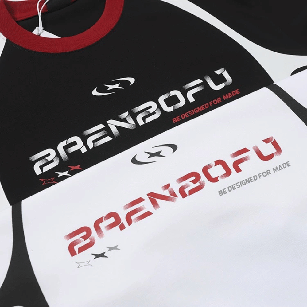 Evokyn Black White Futuristic Techwear Jersey T-Shirt