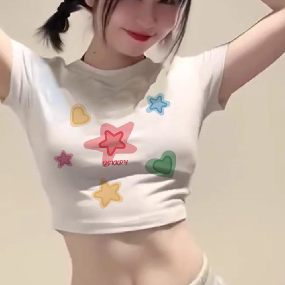 Women's Colorful Star Shorts T-Shirt