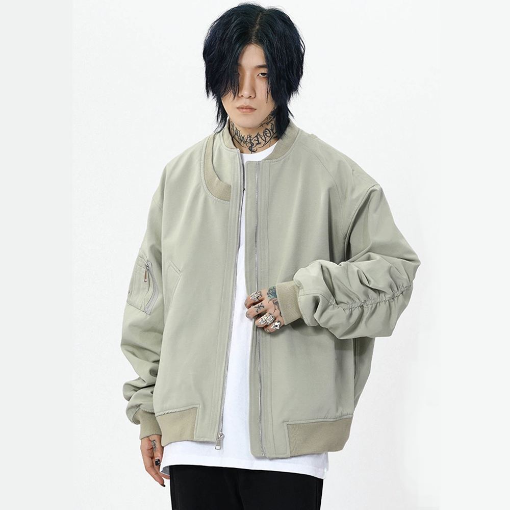 Simple Solid Color Baseball Collar Jacket