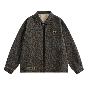 Retro Leopard Print Distressed Jacket