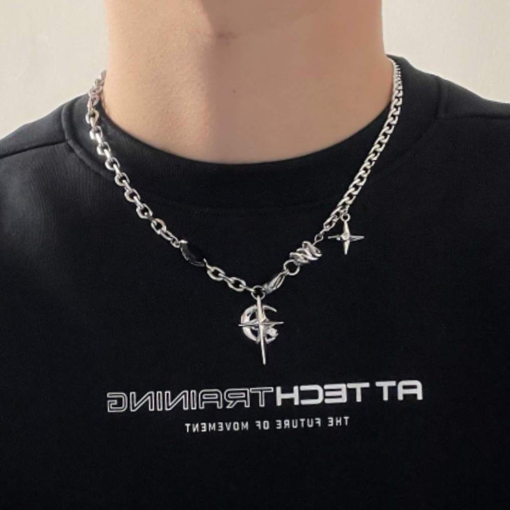 Street Black Gem Star Necklace