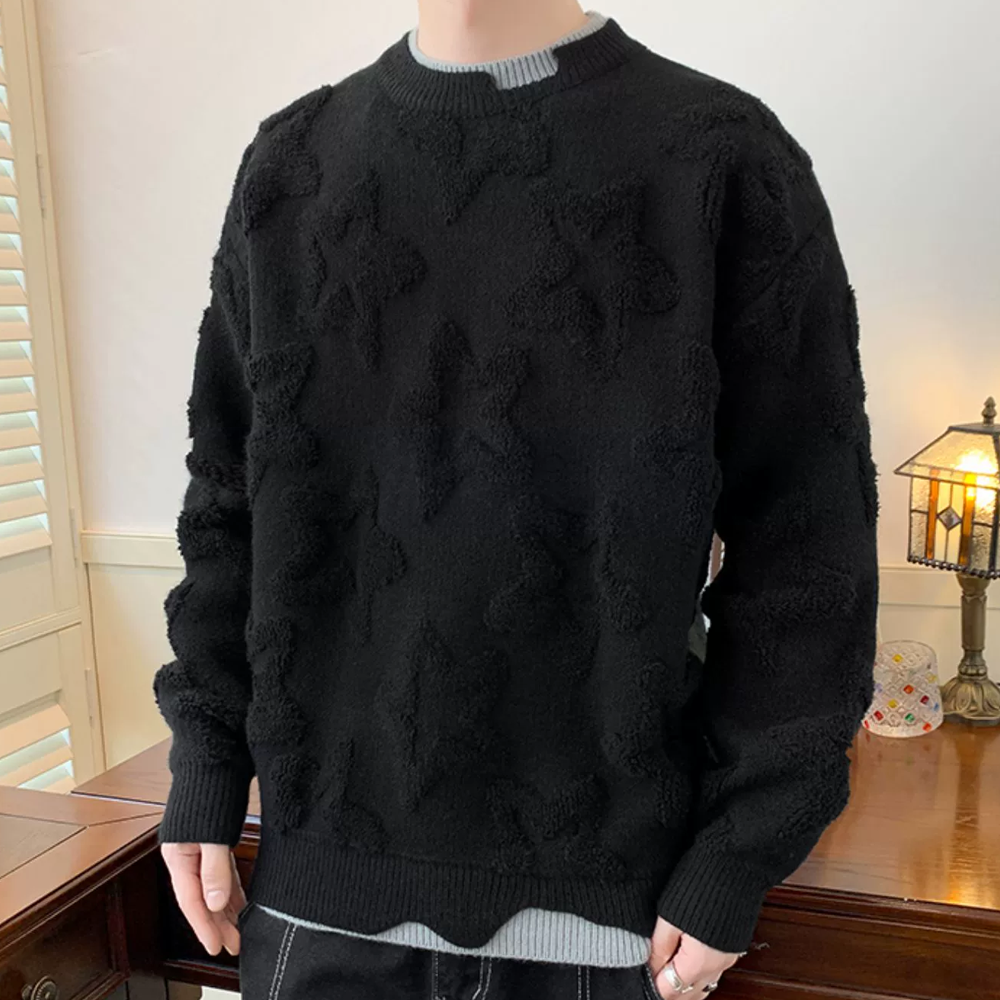 Thickened Star Bottom Flower Sweater