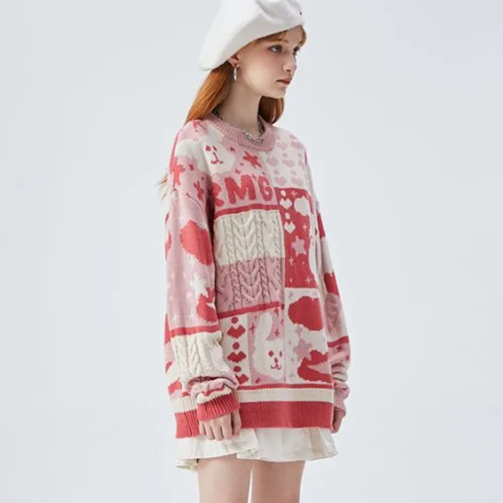 OOC' Cute Bunny Stitching Sweater