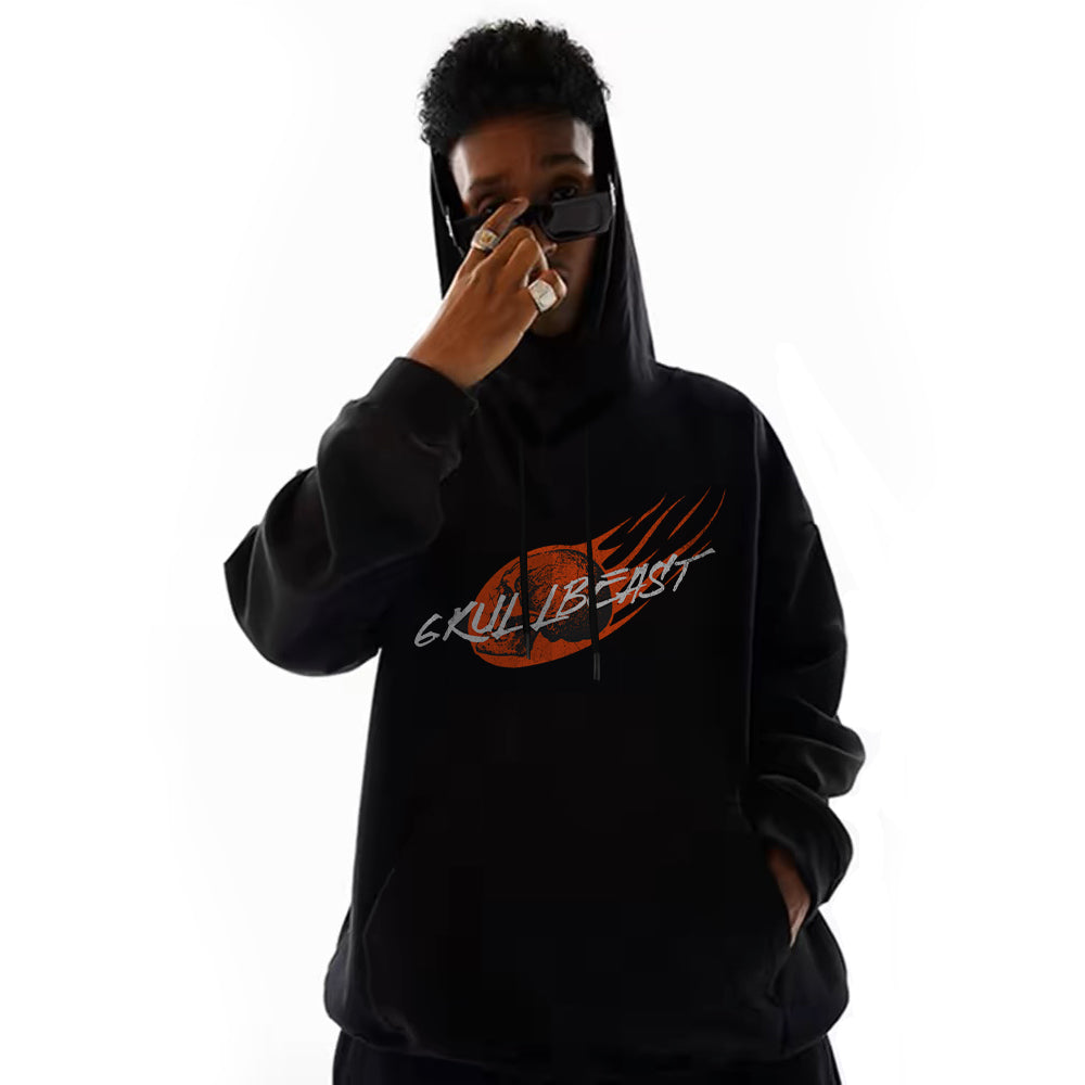 6Kull Burning Flaming Skull Hoodie