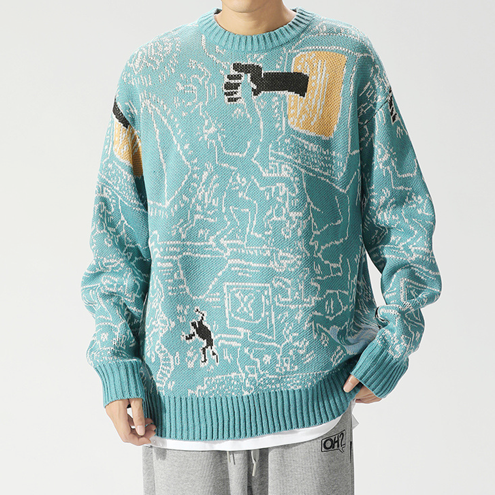 Daily Contrasting Color Design Sweater