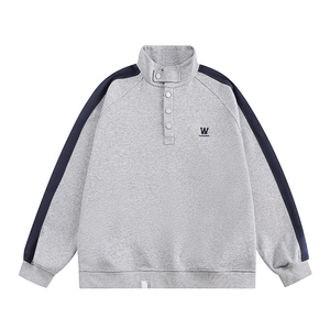 Japanese Urban W letter Polo sweatshirt