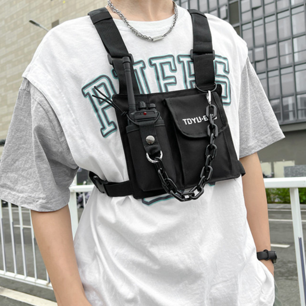 Dark Functional Chain Chest Bag