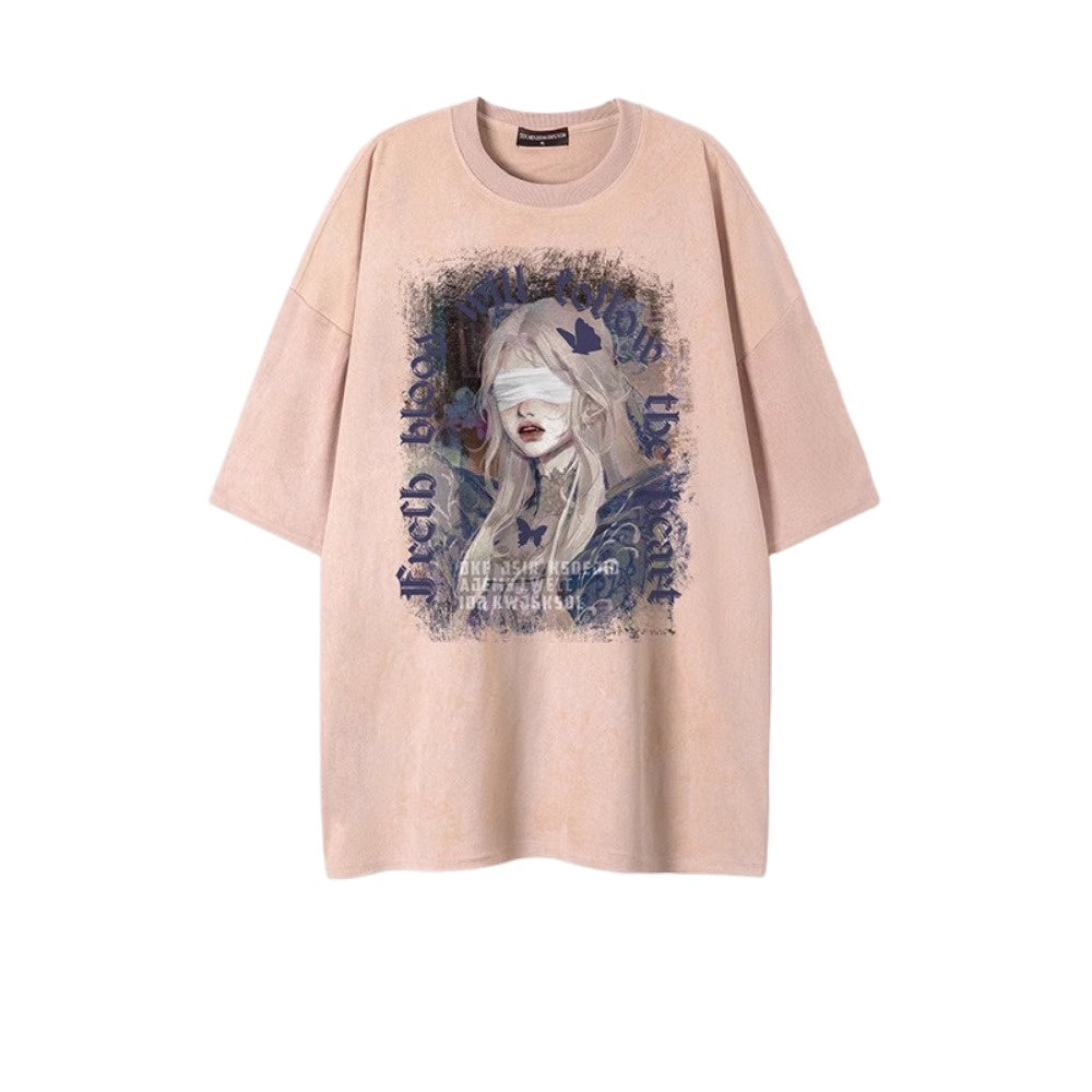 Street Philanthropist American Vintage Character Print Short Sleeve