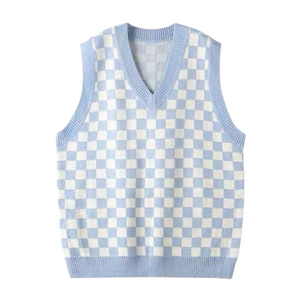 Casual Checkerboard Knitted Vest