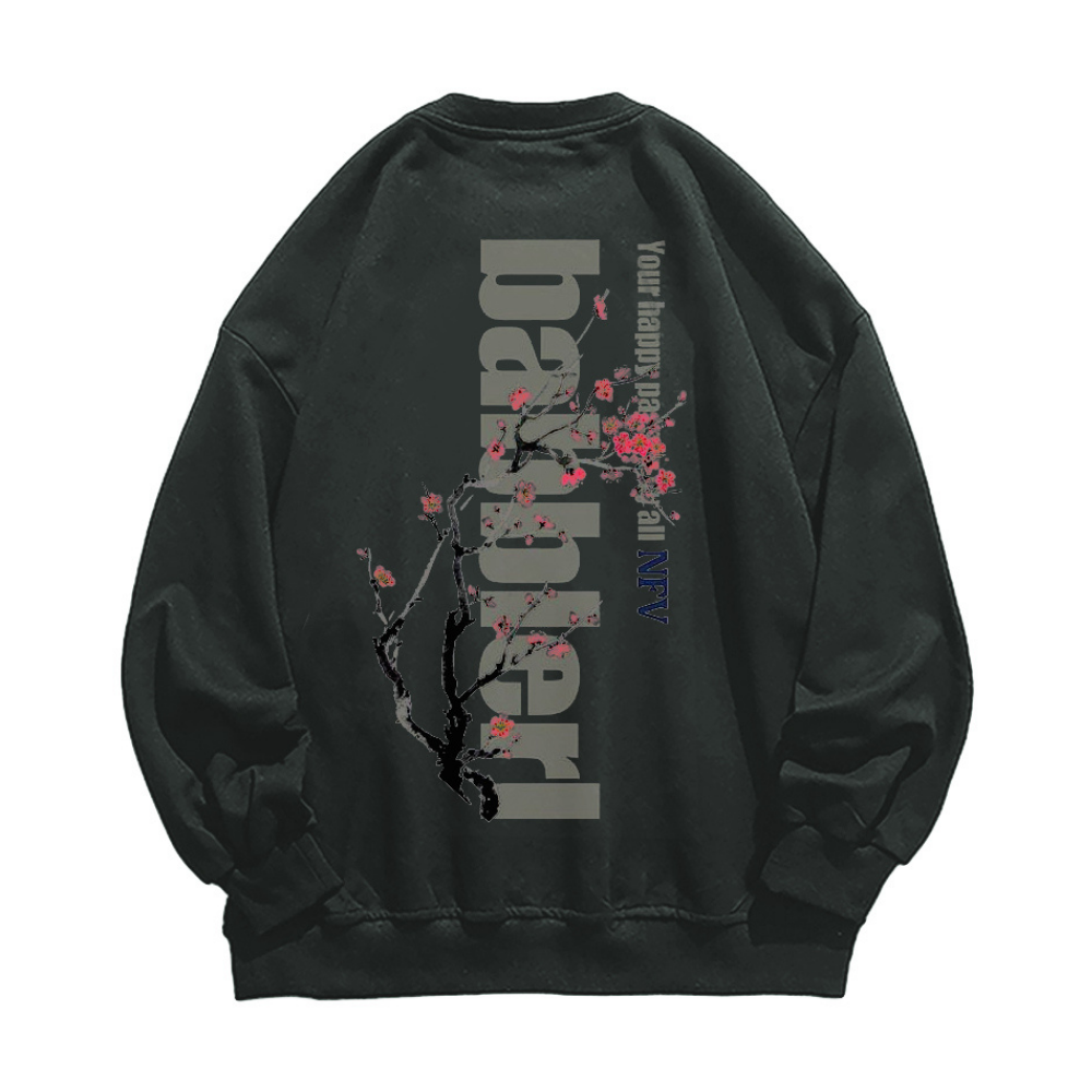 Retro Plum Letter Print Sweatshirt