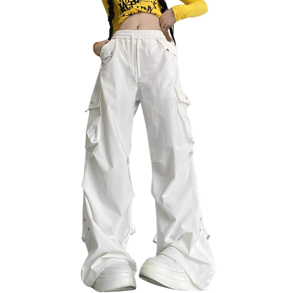 Women's Solid Color Large Pocket Cargo Pants