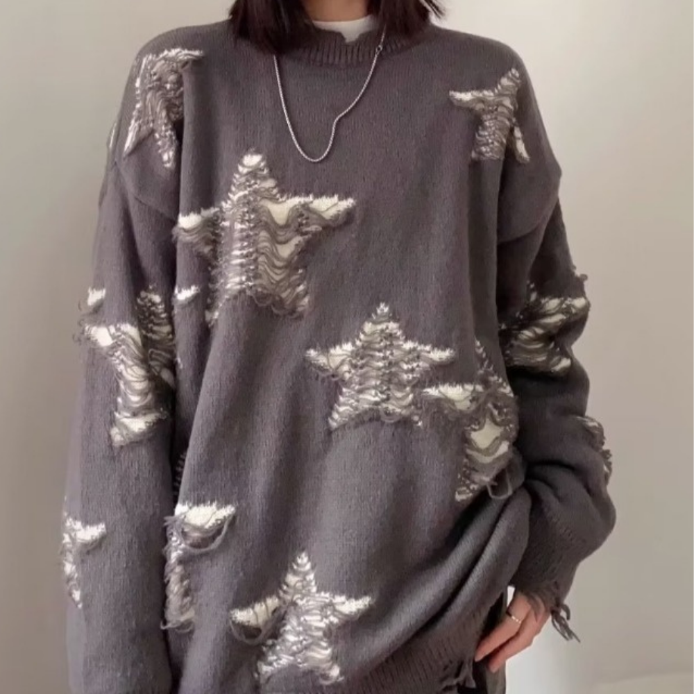 OOC' Casual Hollow Hole Stars Sweater