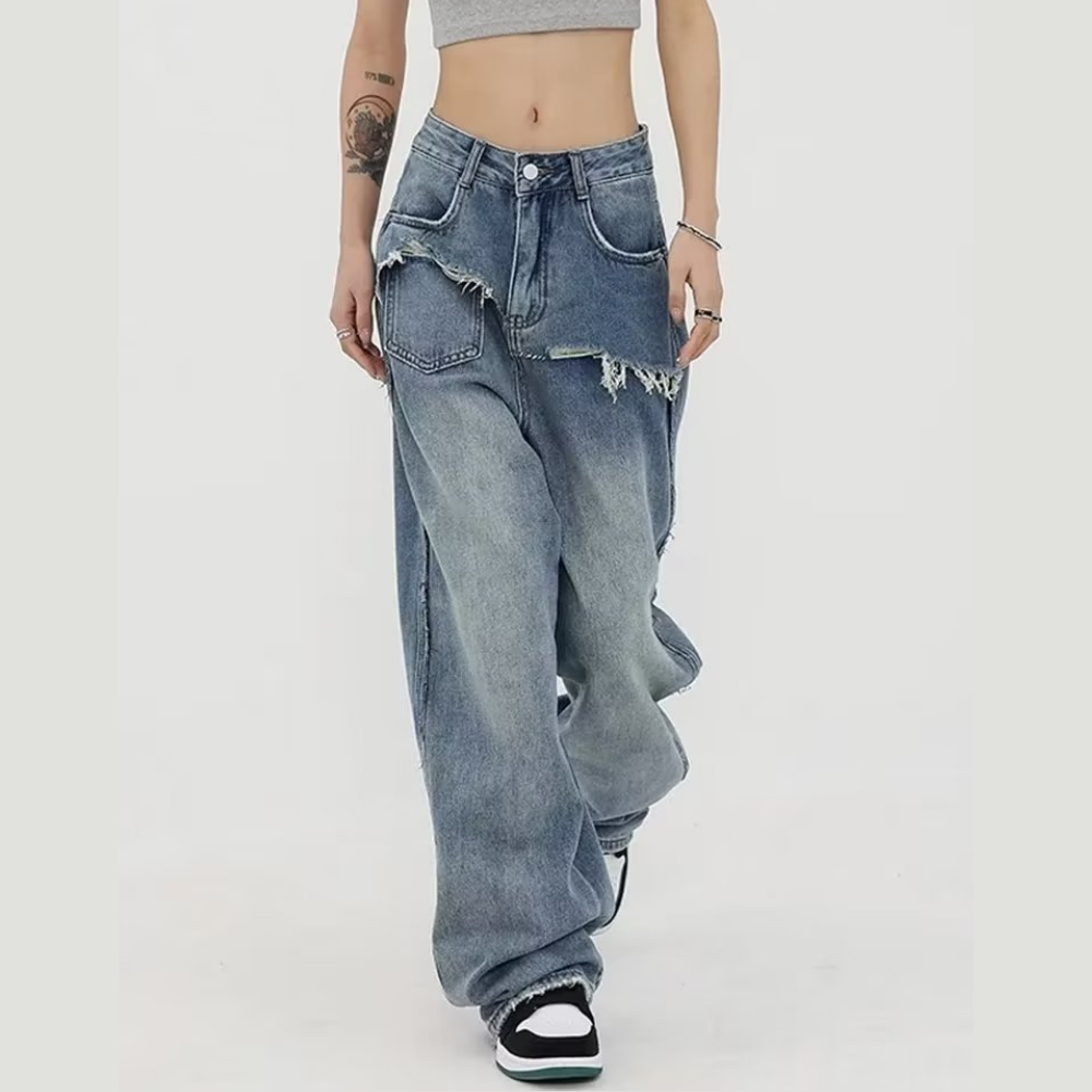 Women's Irregular Splicing Jeans
