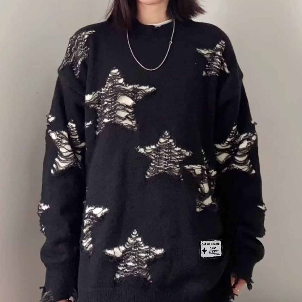 OOC' Casual Hollow Hole Stars Sweater