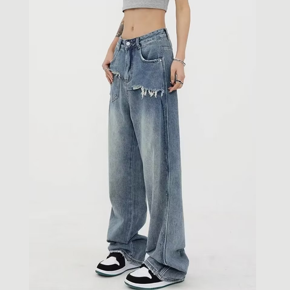 Women's Irregular Splicing Jeans