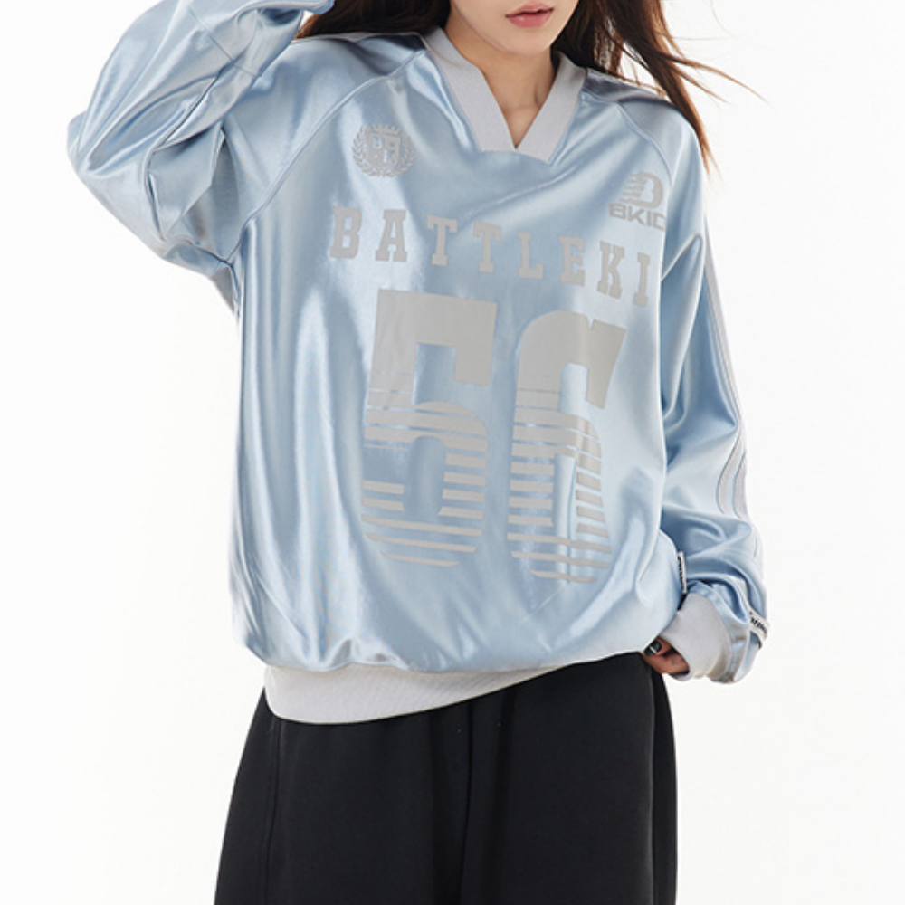 Hip Hop V-Neck Silk Raglan Sweatshirt