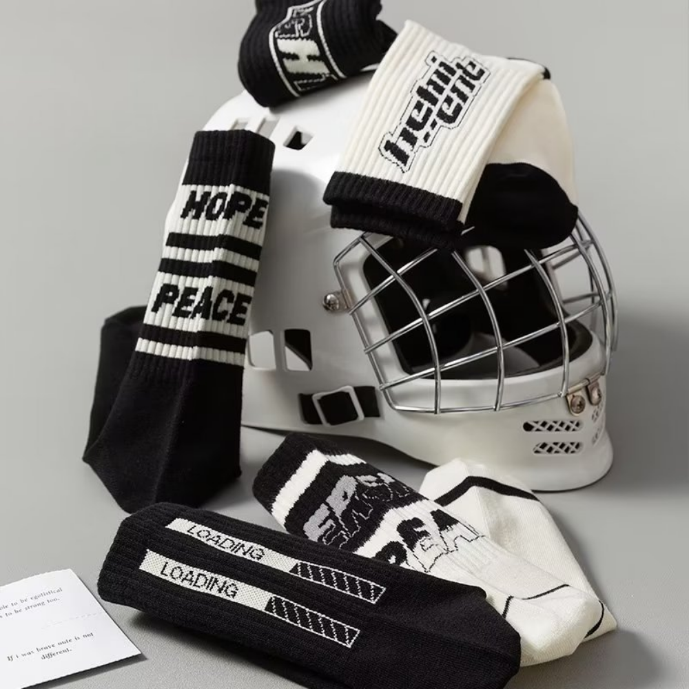 Black and White Breathable Socks