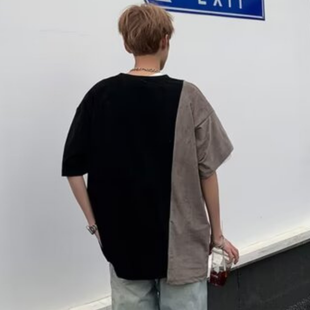 Pocket Drawstring Paneled T-shirt