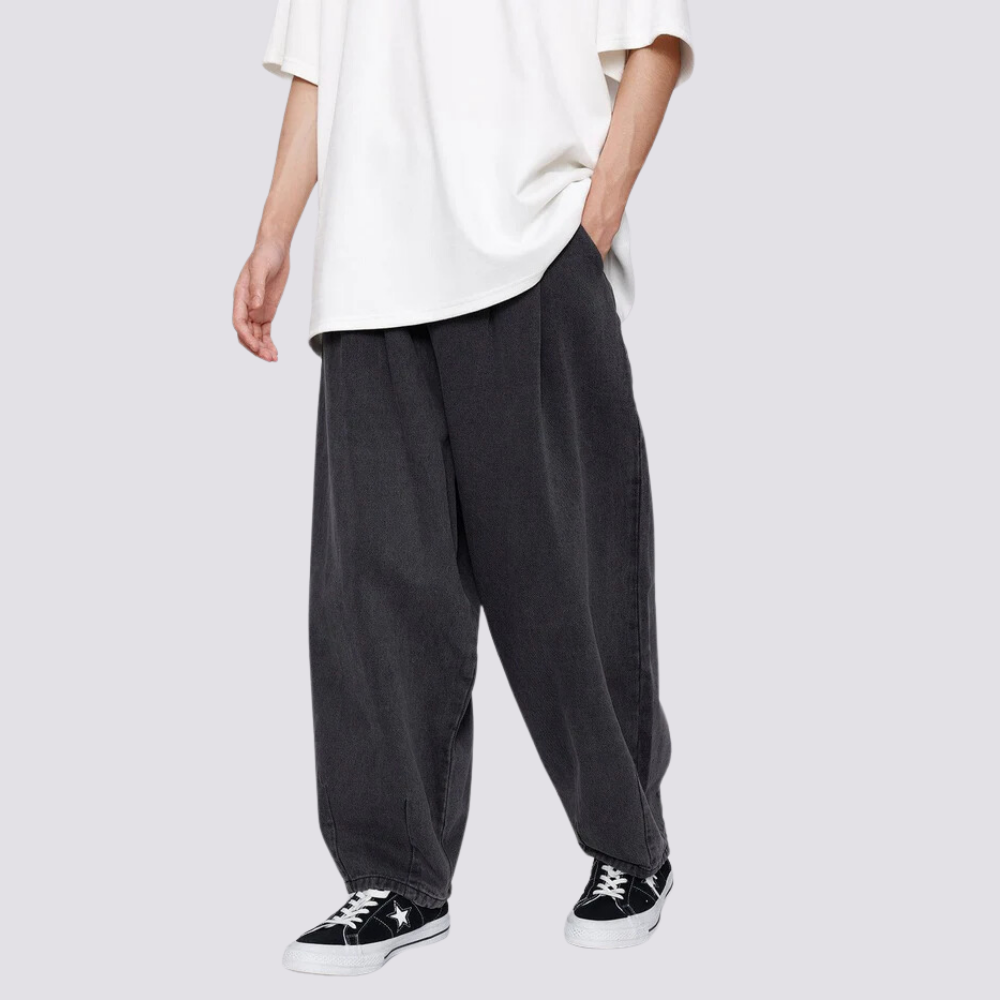 Japanese Solid Color Loose Jeans