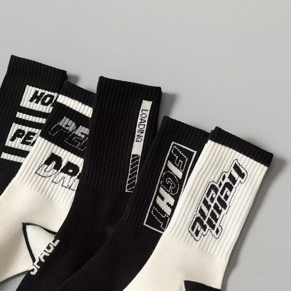 Black and White Breathable Socks