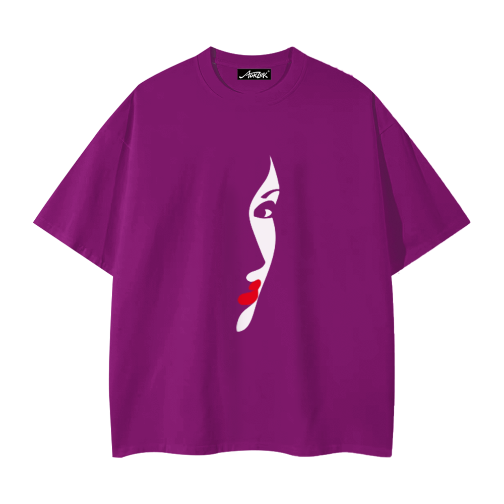 Red Lips Half Face T-Shirt