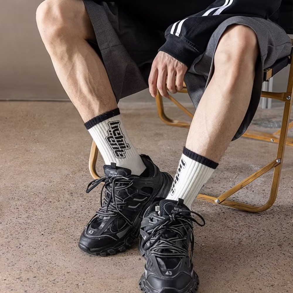 Black and White Breathable Socks