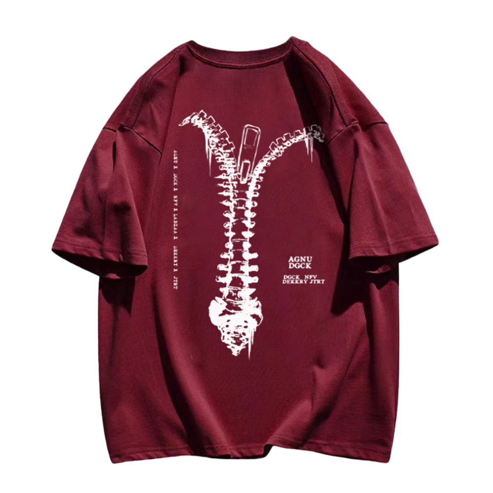 Skeleton Zipper Graphic T-Shirt
