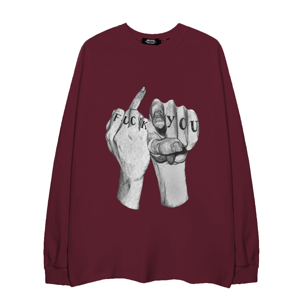 High Street Finger Letters Long Sleeve Shirt