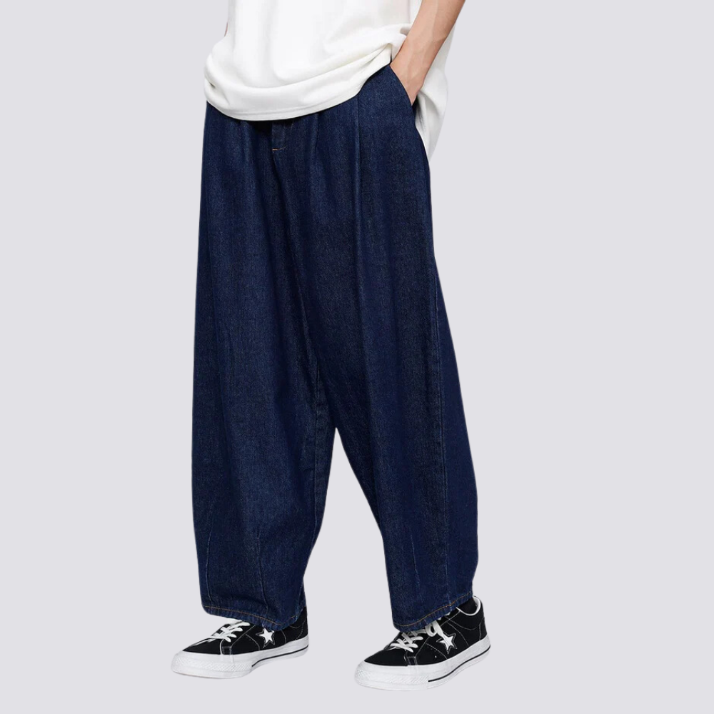 Japanese Solid Color Loose Jeans