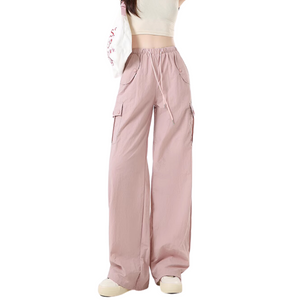 Women's American Spice Girl Solid Color Slim Cargo Pants