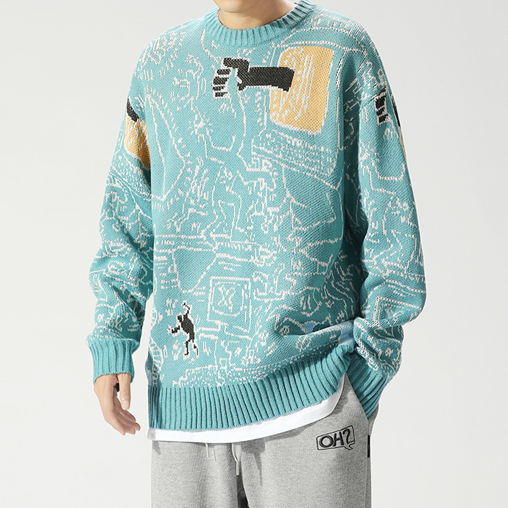 Daily Contrasting Color Design Sweater