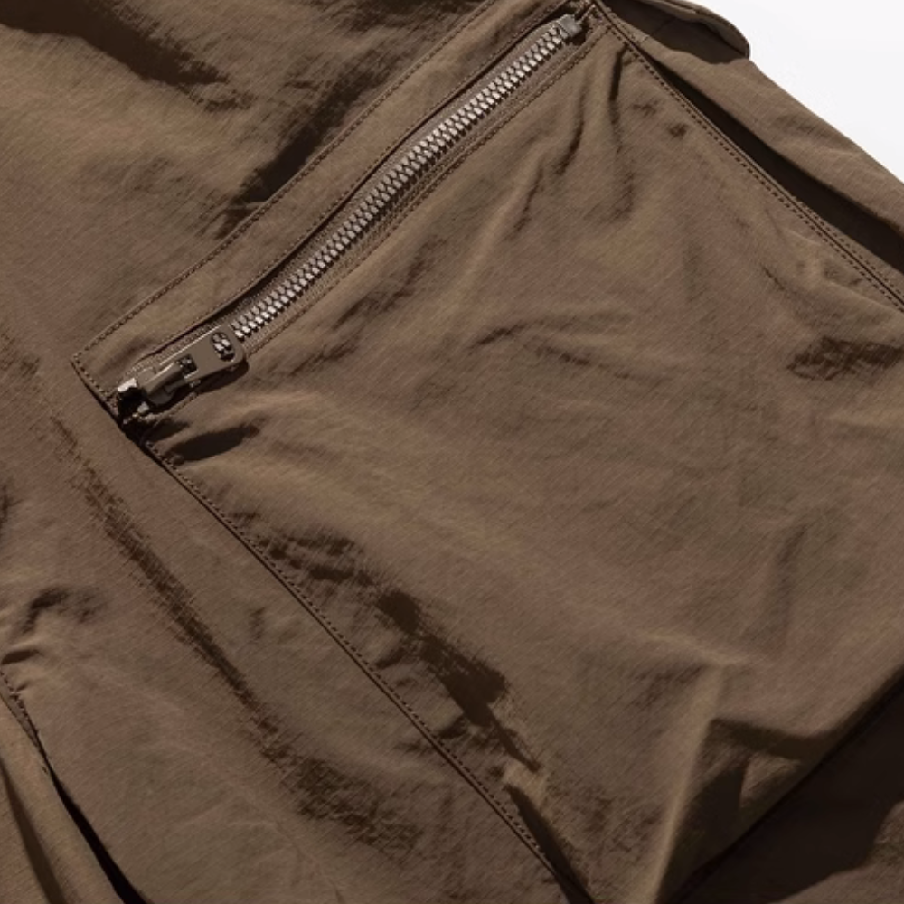 Vintage Solid Drawstring Cargo Shorts