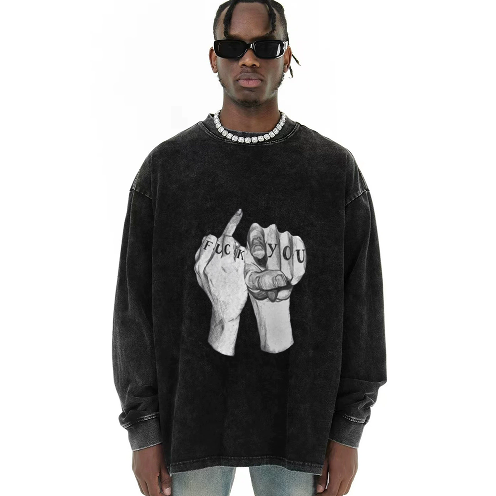High Street Finger Letters Long Sleeve Shirt