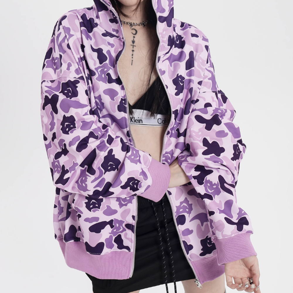 Japanese Street Devil Print Hoodie