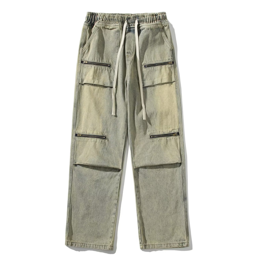 Japanese Multi-Pocket Drawstring Jeans