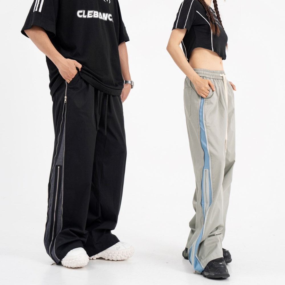 High Street Double Zip Loose Sweatpants