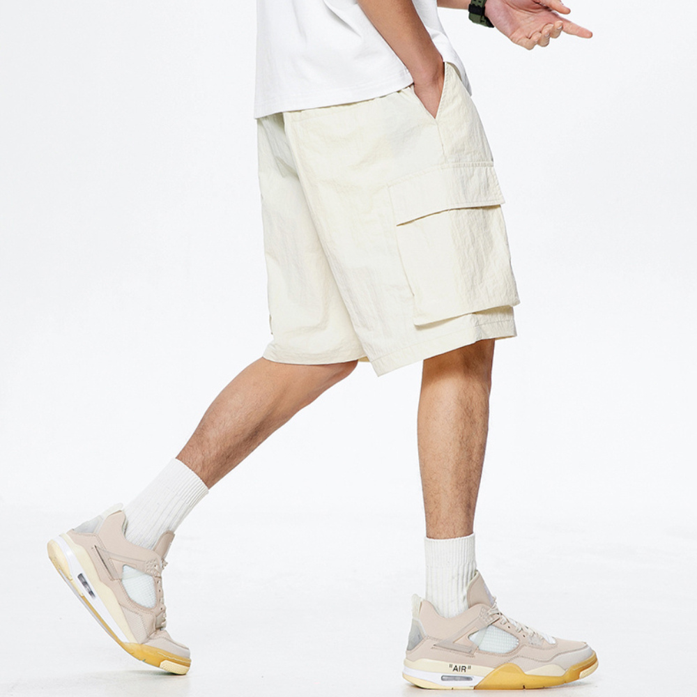 Retro Solid Color All-Match Cargo Shorts