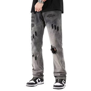 Punk Gradient Ripped Straight Jeans